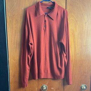 Haggar Burnt Orange Long Sleeve Polo